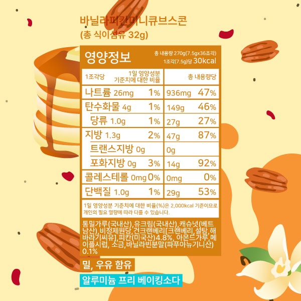 [하프팩]바닐라피칸미니큐브스콘