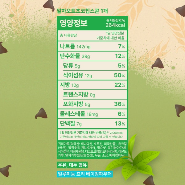 말차오트초코칩스콘