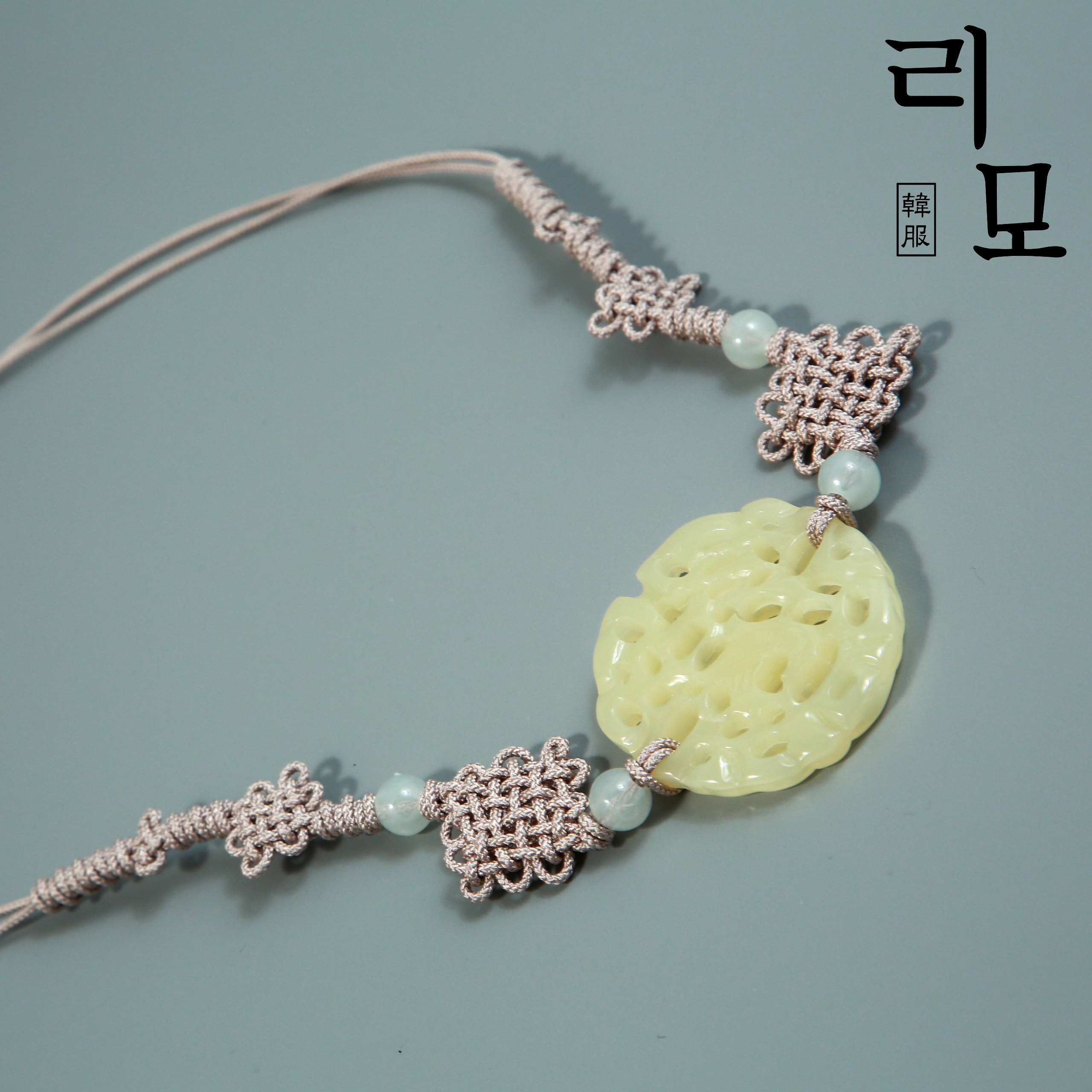 매듭띠 옥장식 (베이지)