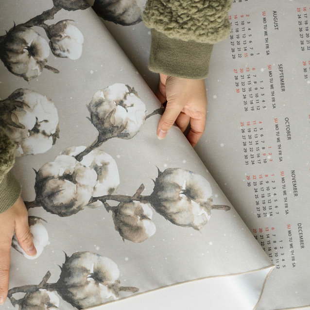cotton flower fabric calendar