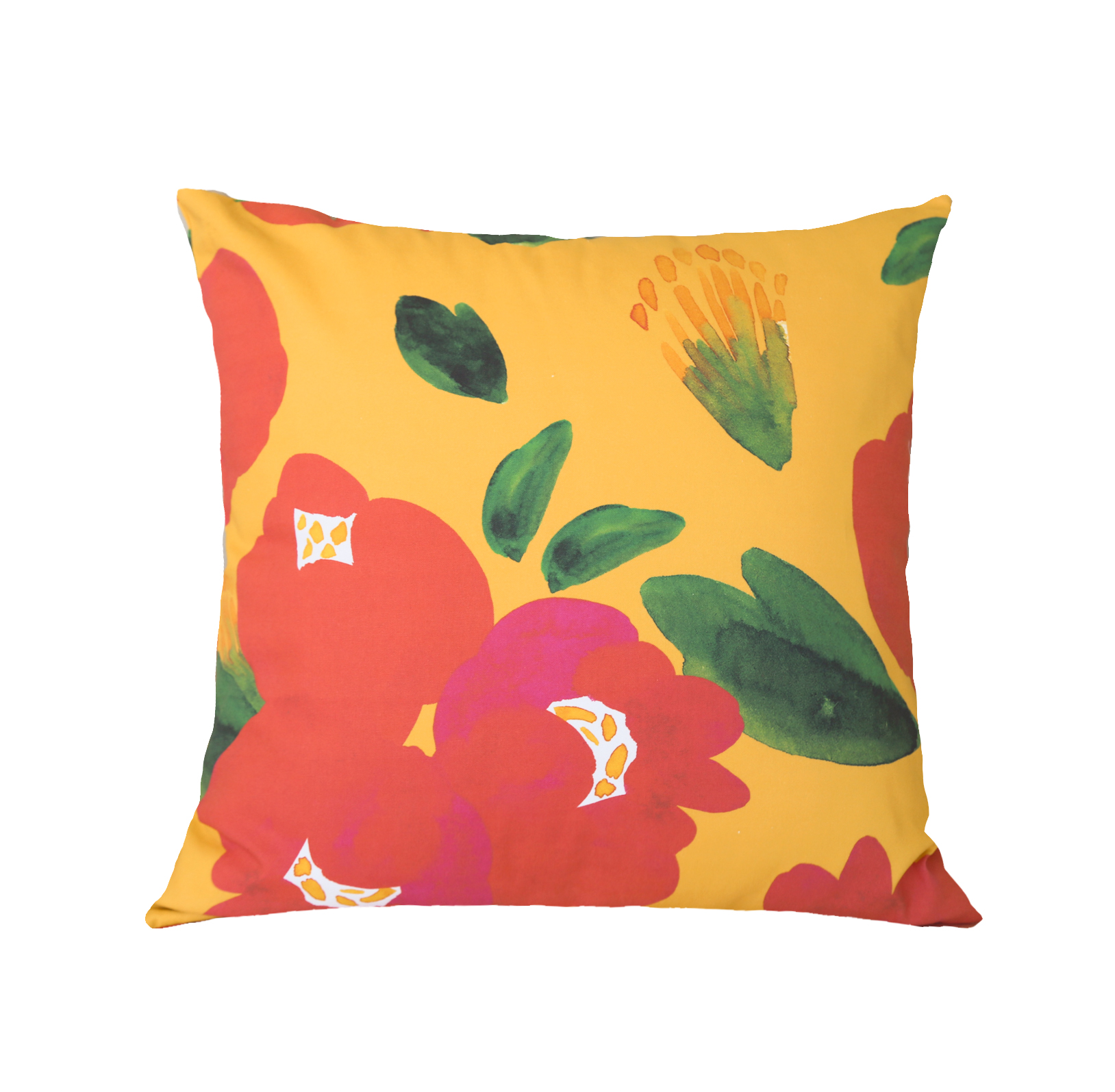 camellia cushion cover (mustard)