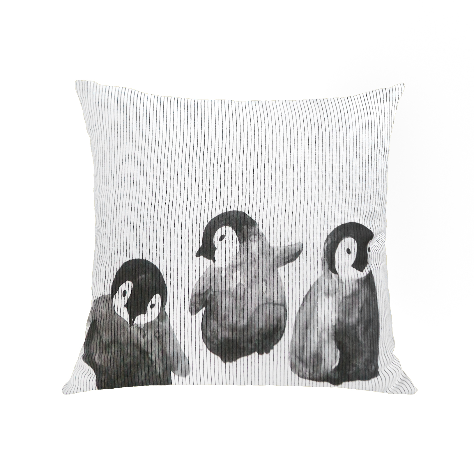 penguin trio linen cushion cover