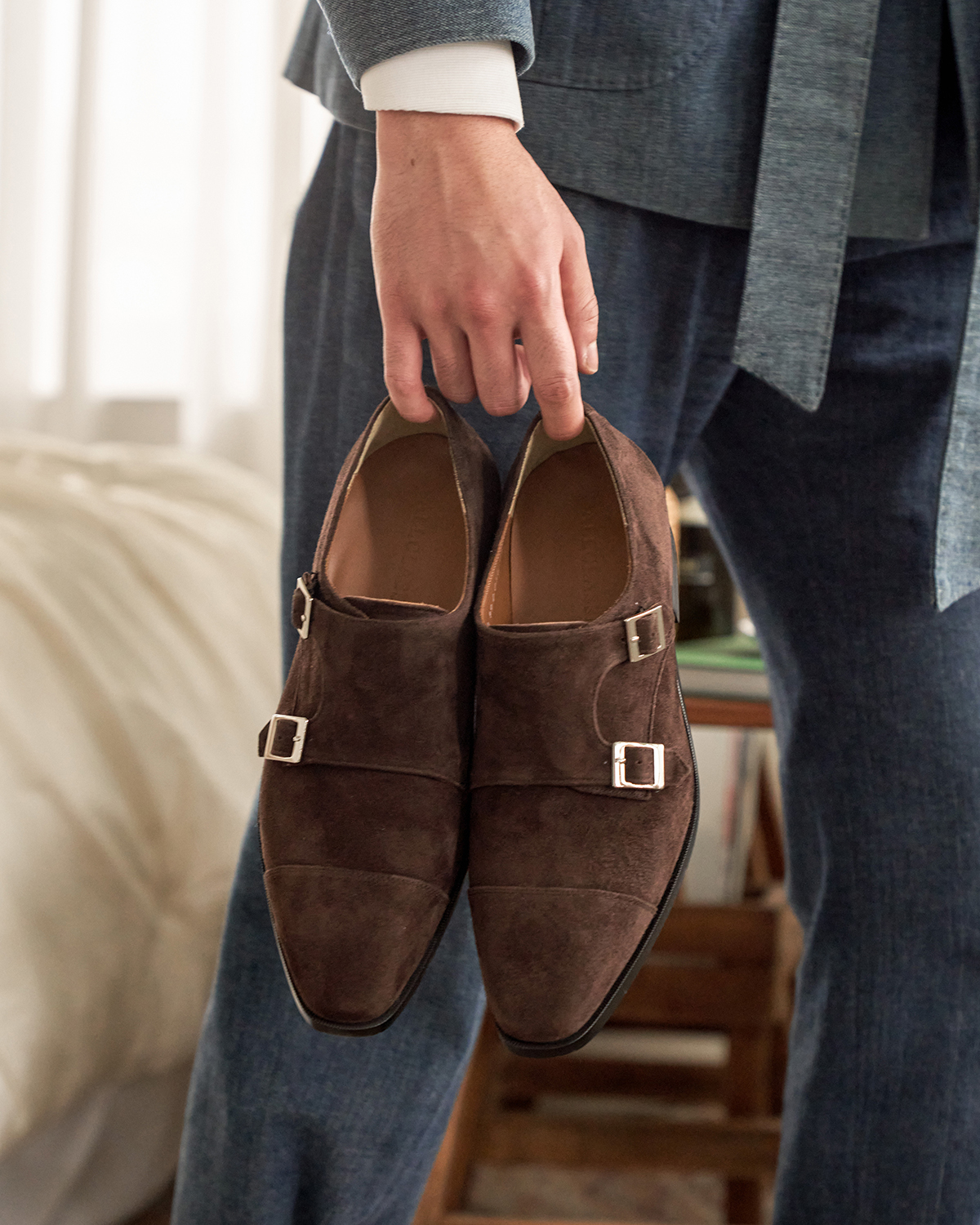 Ardor Monk-strap #1003 [Dark brown suede]