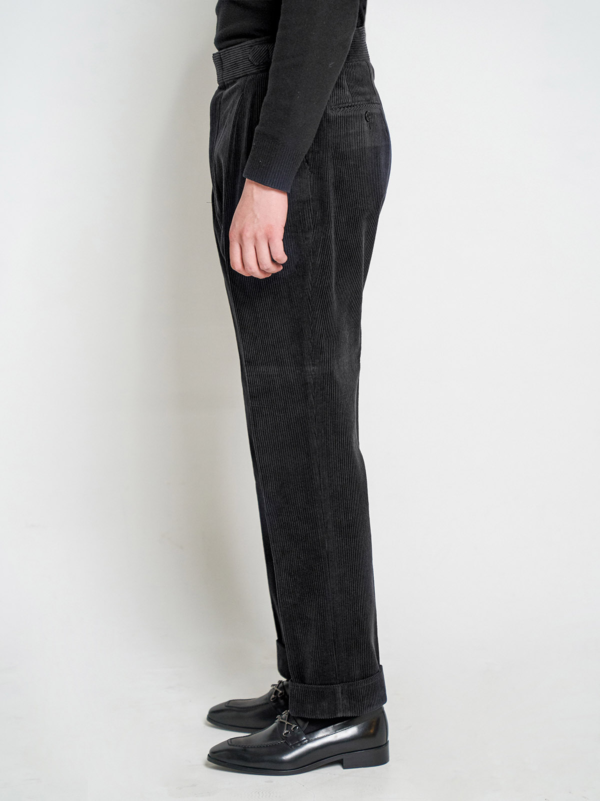 Tailored 2-Pleats Pants #011 [Black corduroy]