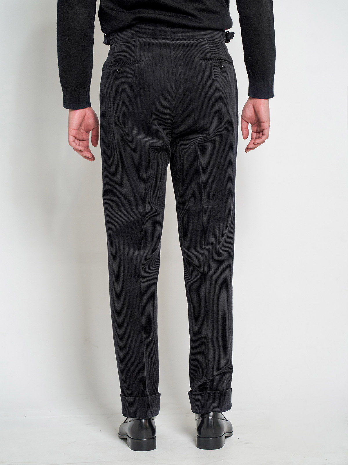 Tailored 2-Pleats Pants #011 [Black corduroy]