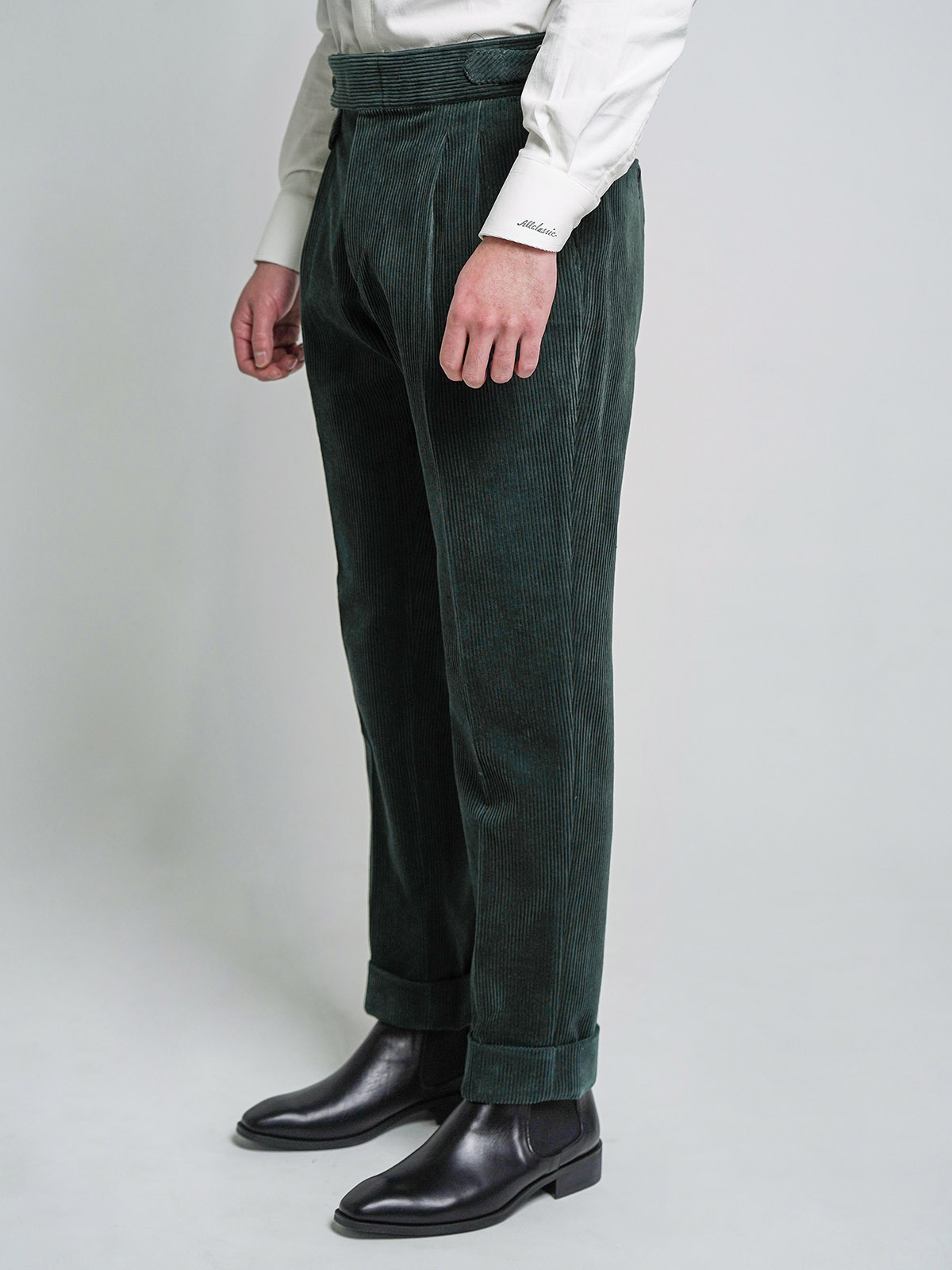 Tailored 2-Pleats Pants #011 [Green corduroy]