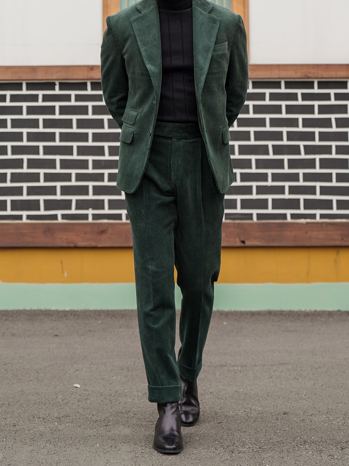 Tailored 2-Pleats Pants #011 [Green corduroy]