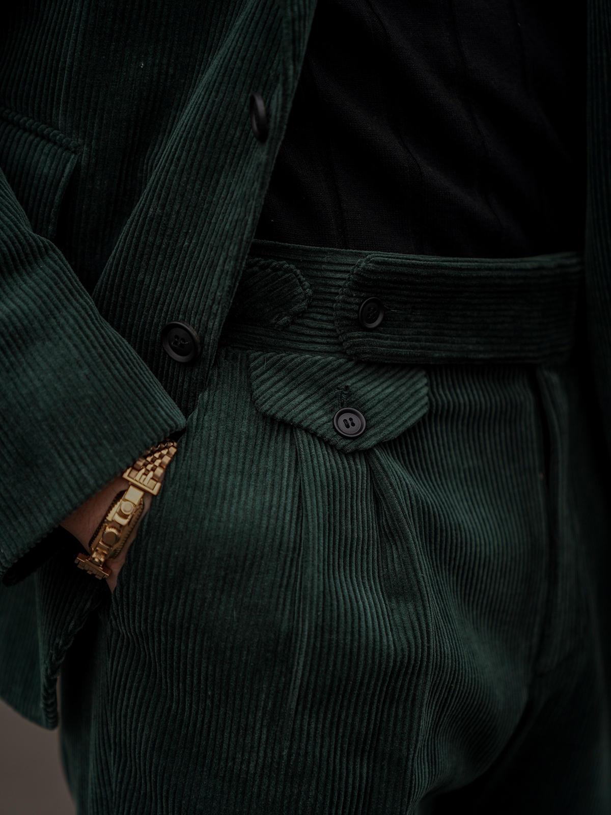 Tailored 2-Pleats Pants #011 [Green corduroy]