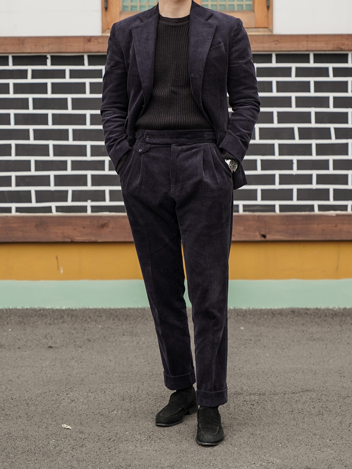 Tailored 2-Pleats Pants #011 [Navy corduroy]