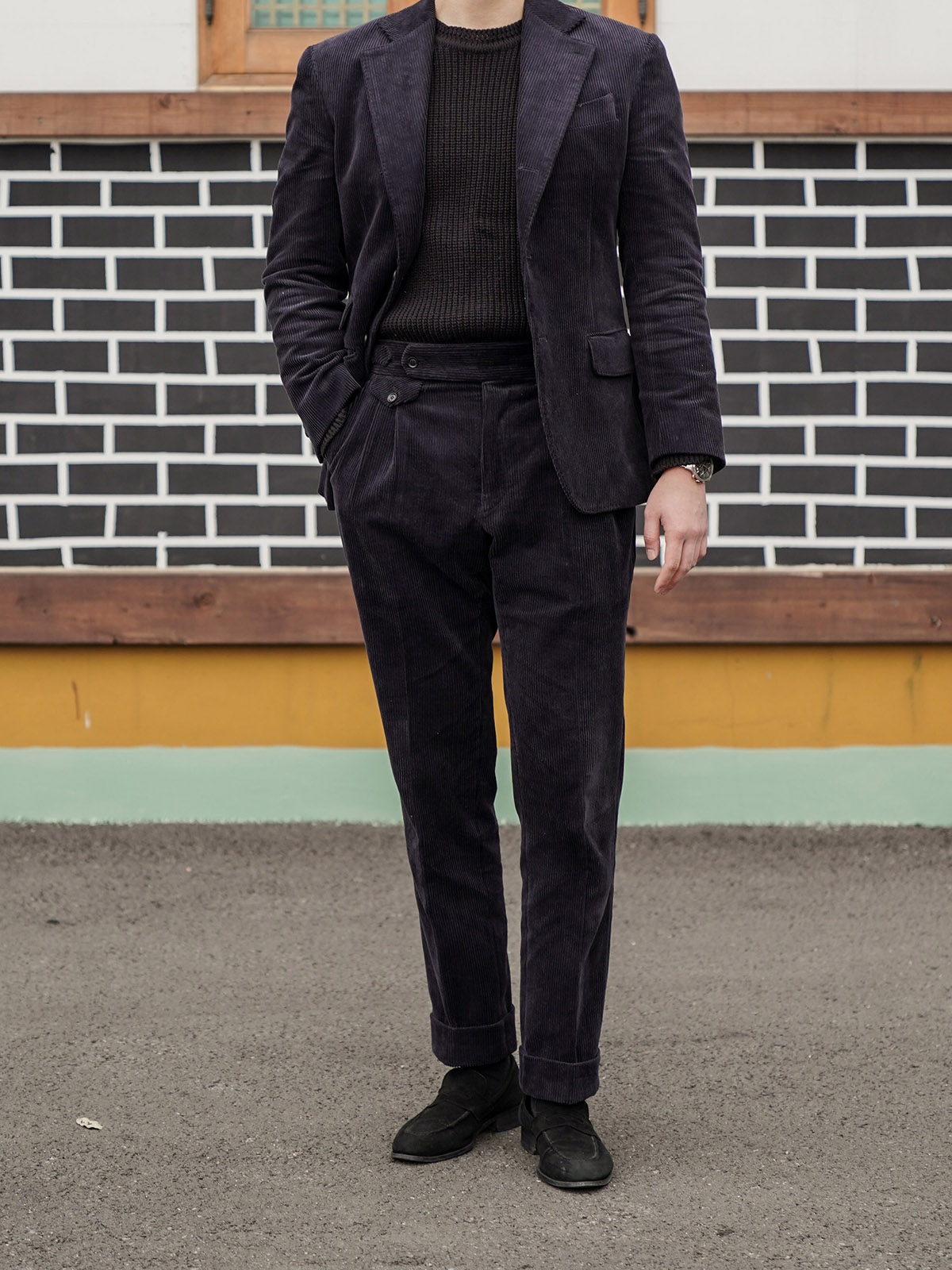 Tailored 2-Pleats Pants #011 [Navy corduroy]