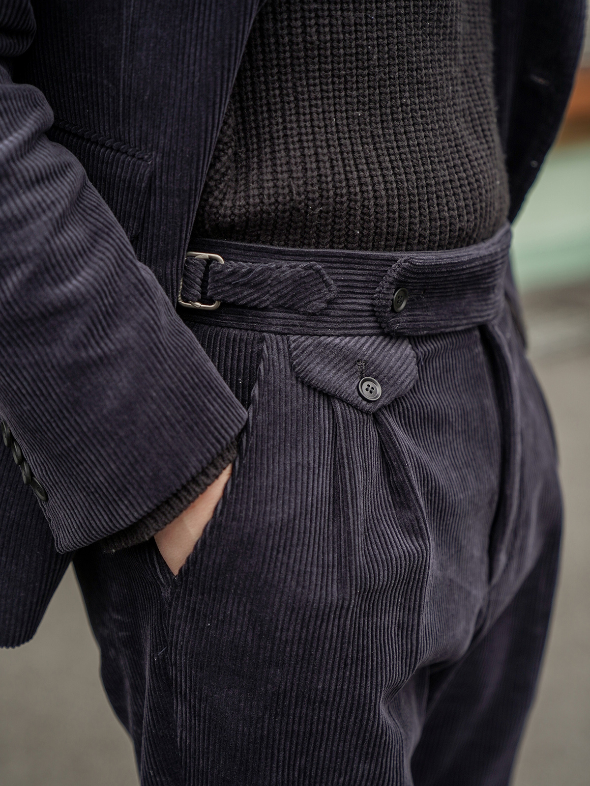 Tailored 2-Pleats Pants #011 [Navy corduroy]