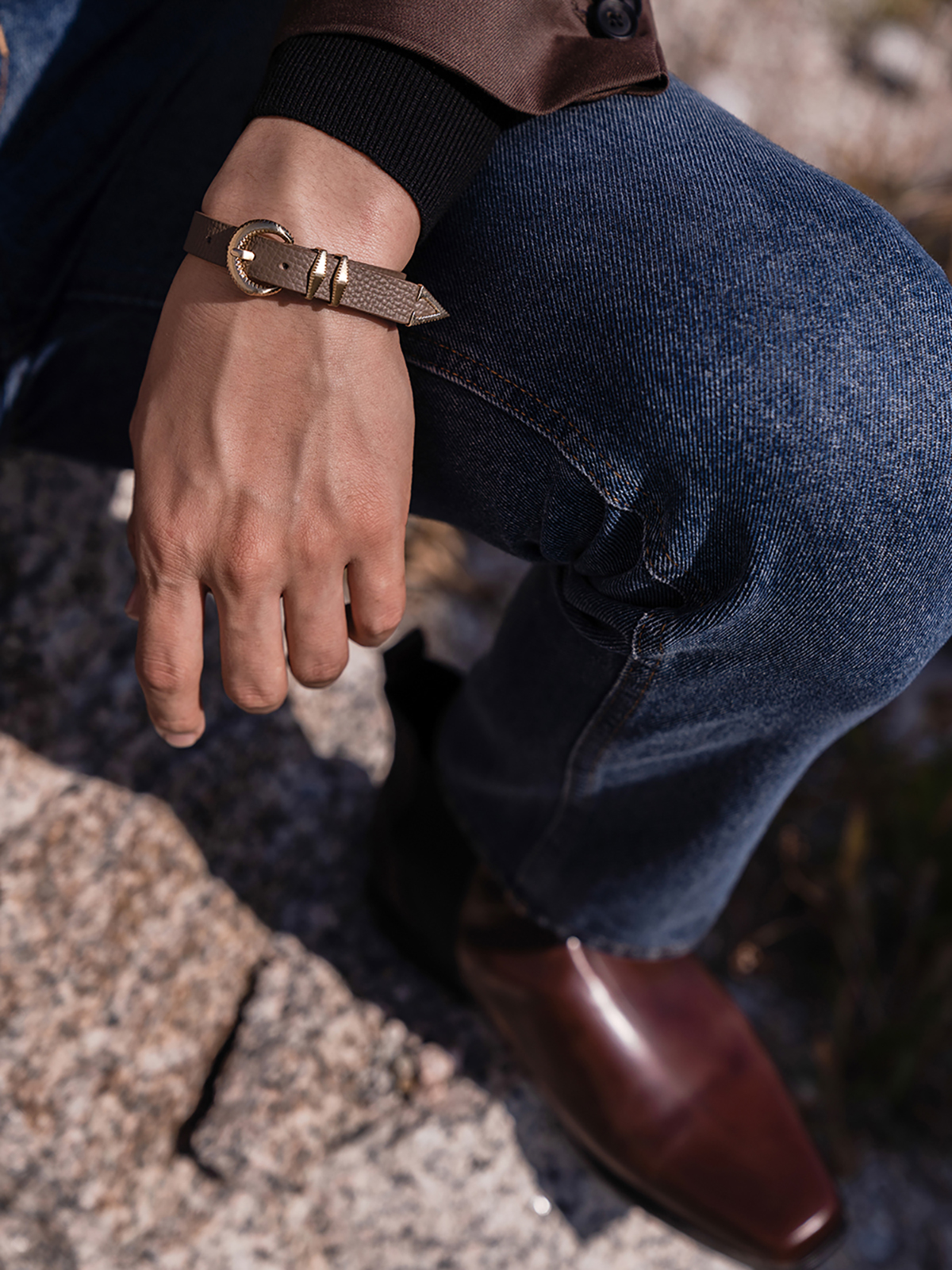 Signature AC Belt #001 [Etoupe & Gold]