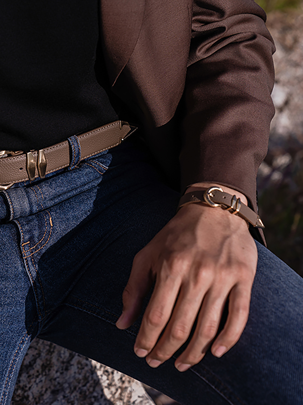 Signature AC Belt #001 [Etoupe & Gold]