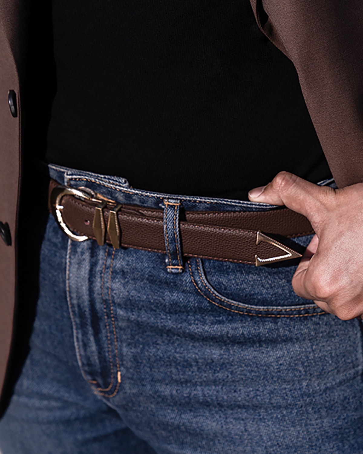 Signature AC Belt #001 [D.brown & Gold]