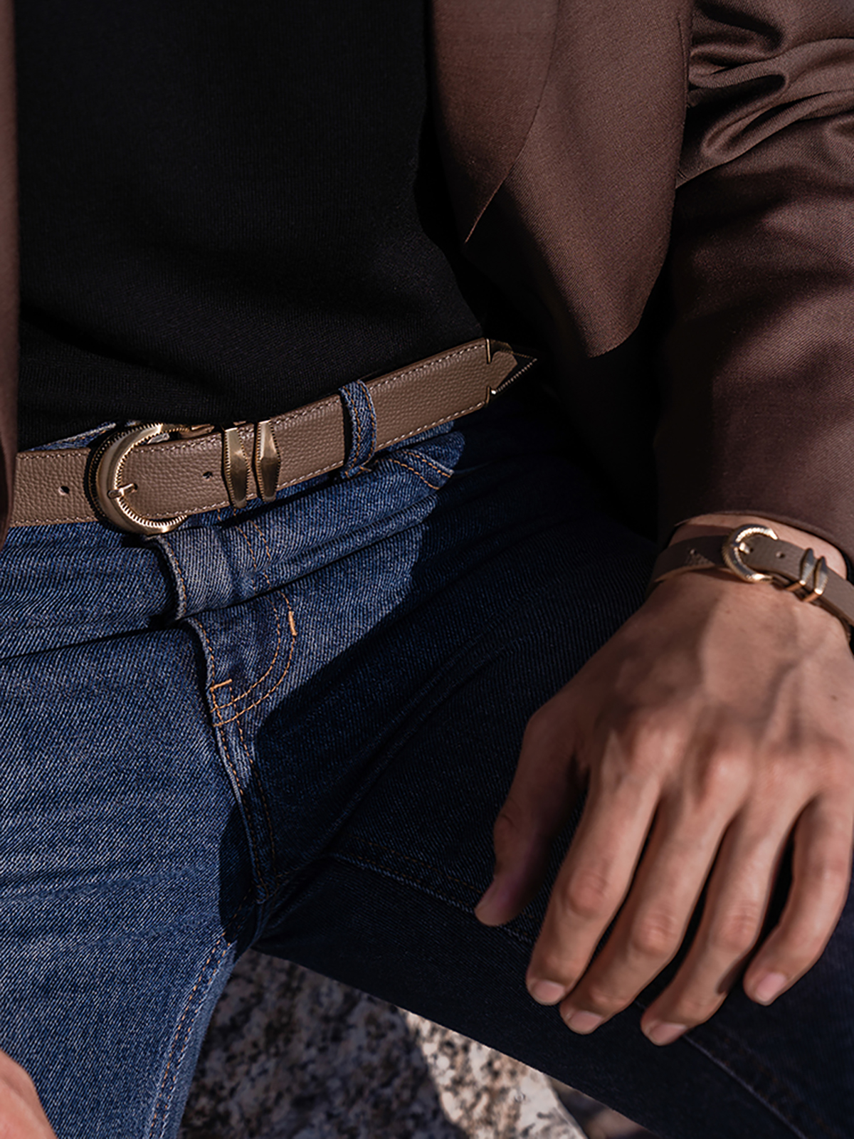 Signature AC Belt #001 [Etoupe & Gold]