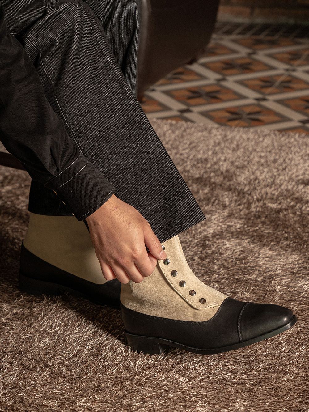 Ardor Button boots #140 [Ivory suede]
