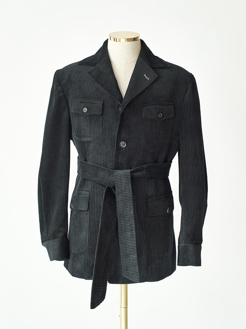 Tailored Safari Jacket #002 [Black corduroy]