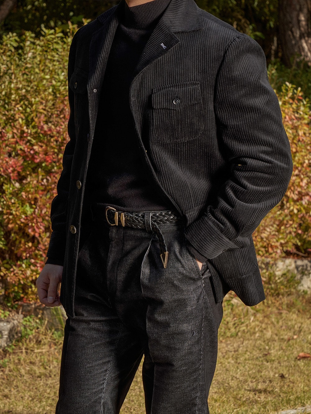 Tailored Safari Jacket #002 [Black corduroy]