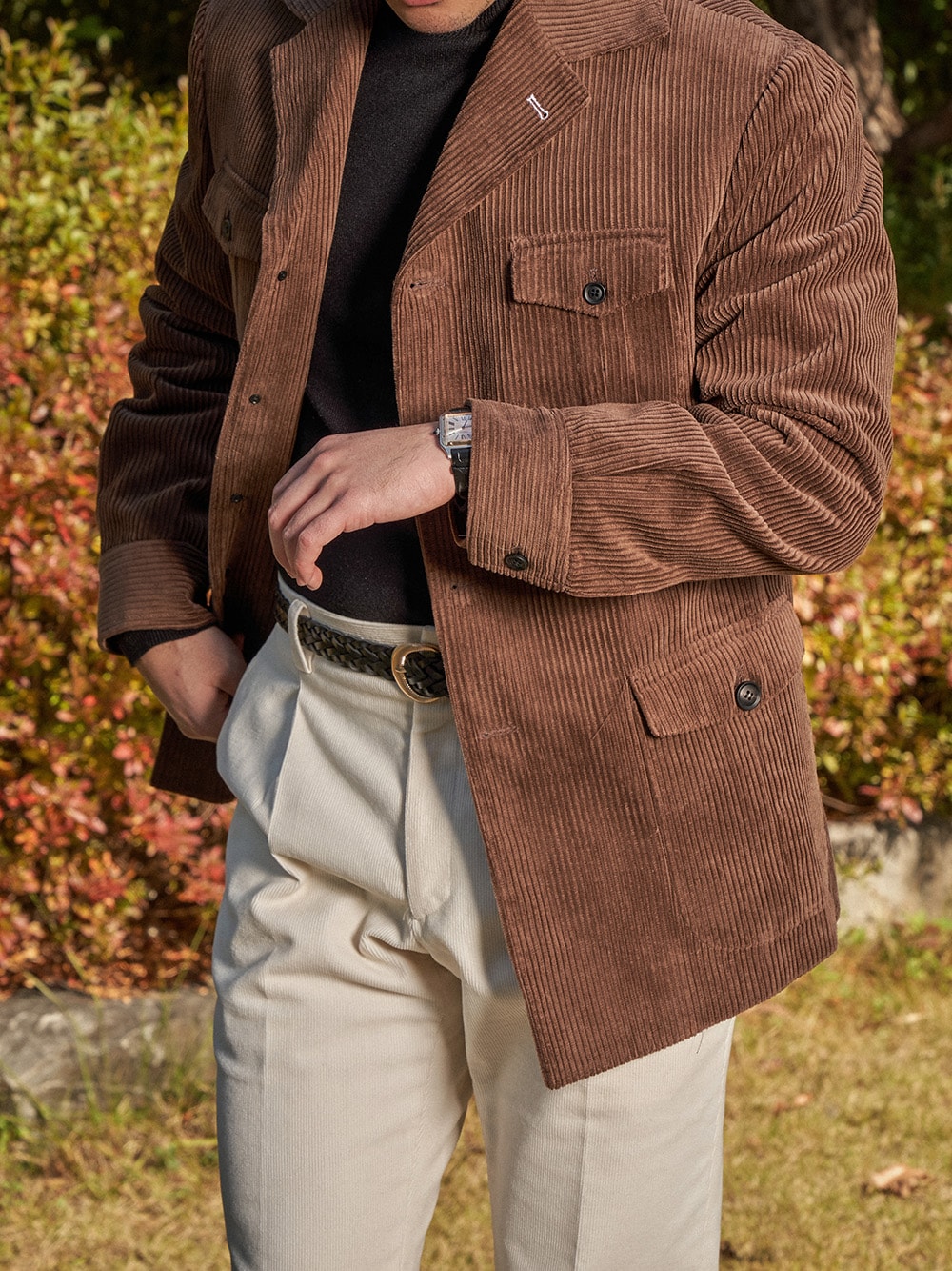 Tailored Safari Jacket #002 [Brown corduroy]