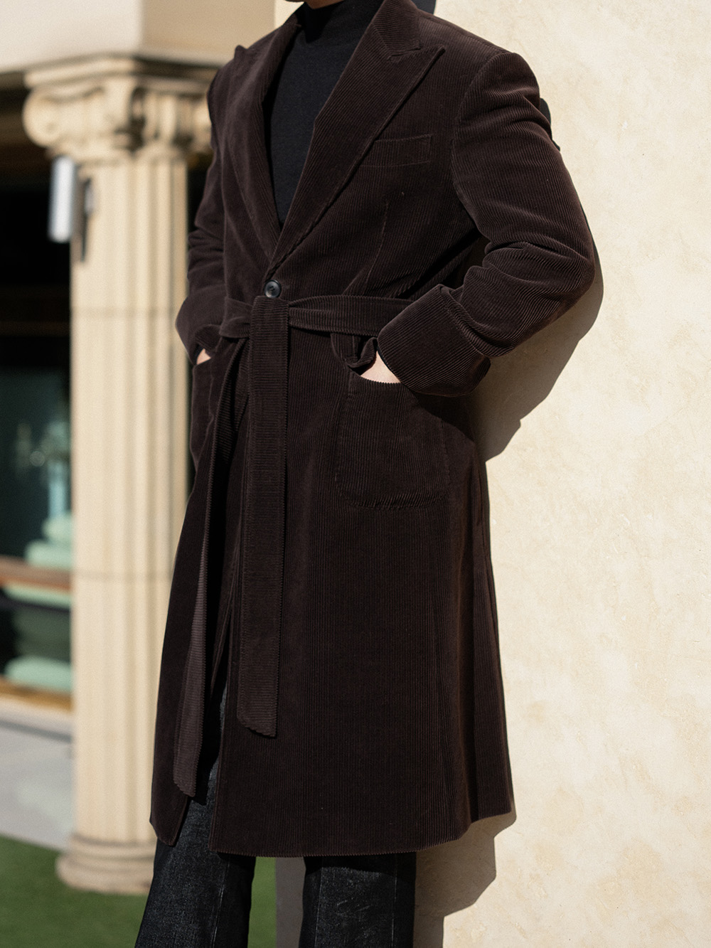Tailored Robe Coat #002 [D.brown corduroy]