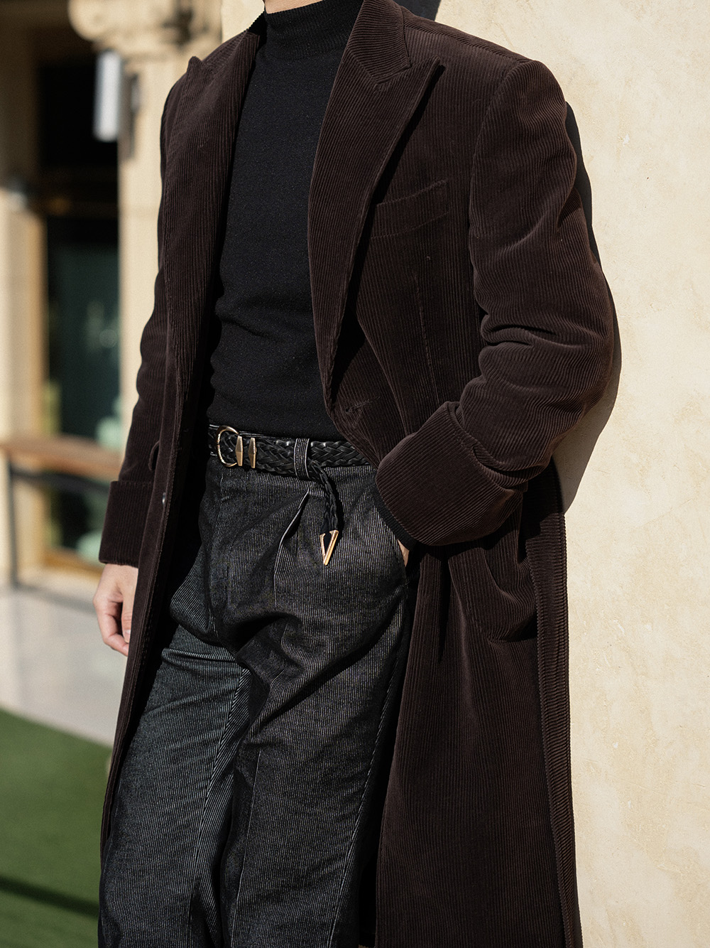 Tailored Robe Coat #002 [D.brown corduroy]