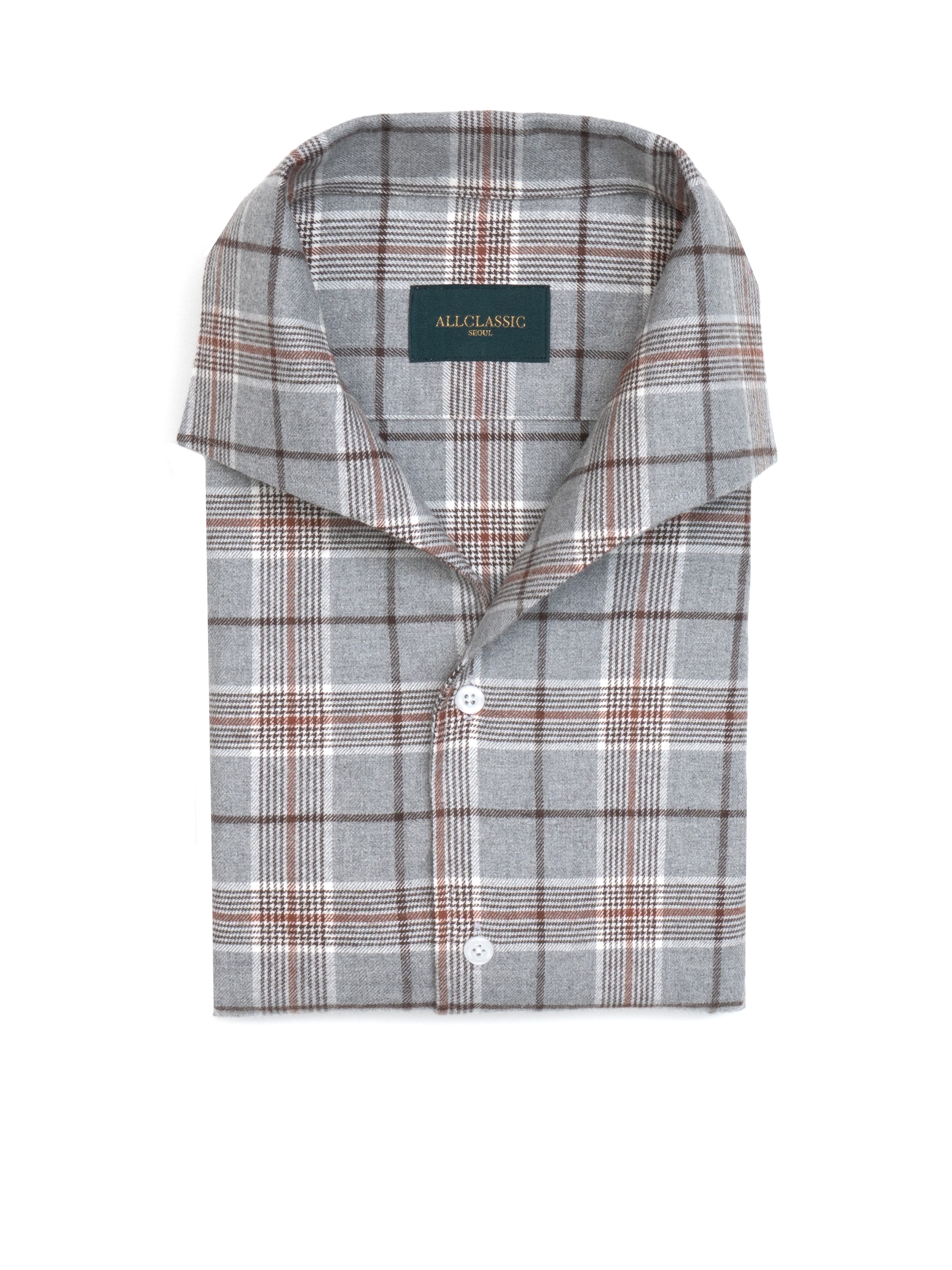 One-Piece Collar Shirts #012 [Brown flannel]
