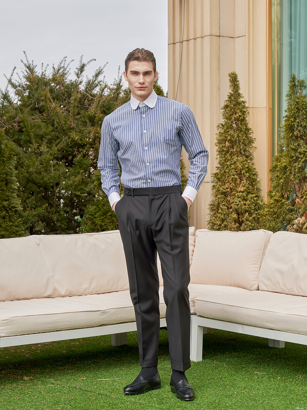 Club Collar Shirts #014 [Navy]