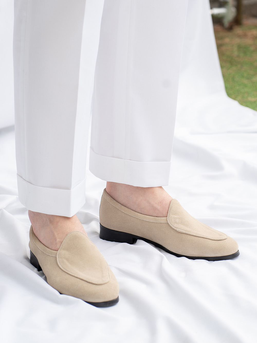Belgian Loafers #4400 [Ivory suede]