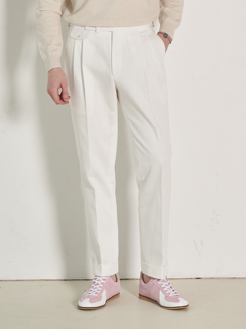 Tailored 2-Pleats Pants #011 [White denim]