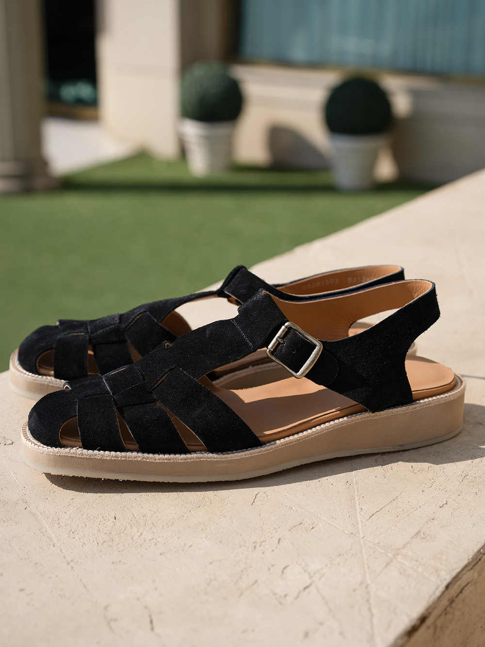 Fisherman Sandals #7001 [Black suede]