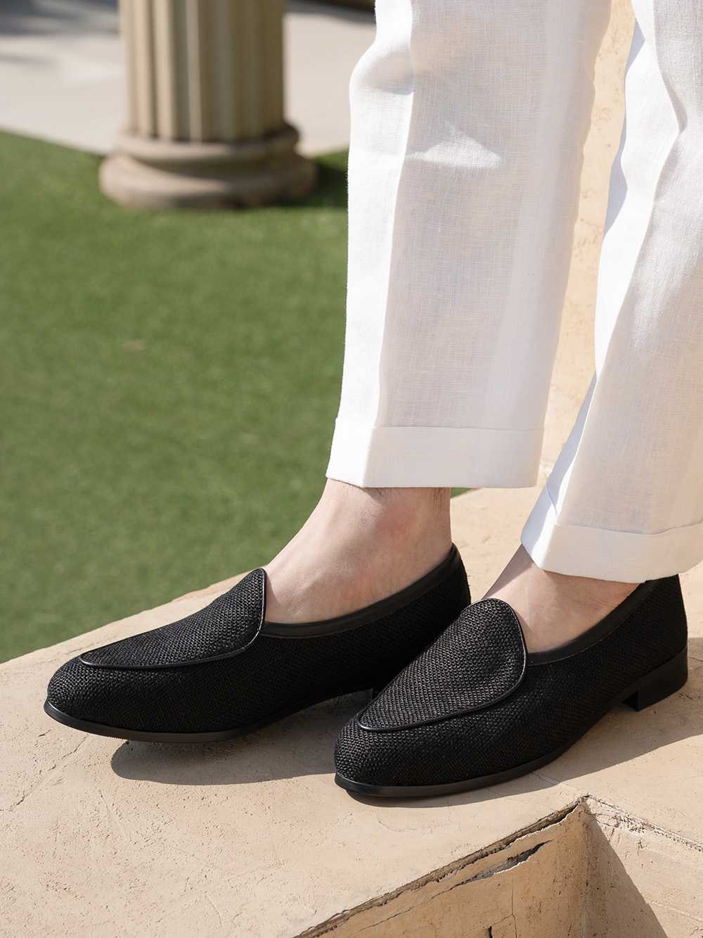 Belgian Loafers #4400 [Black linen]