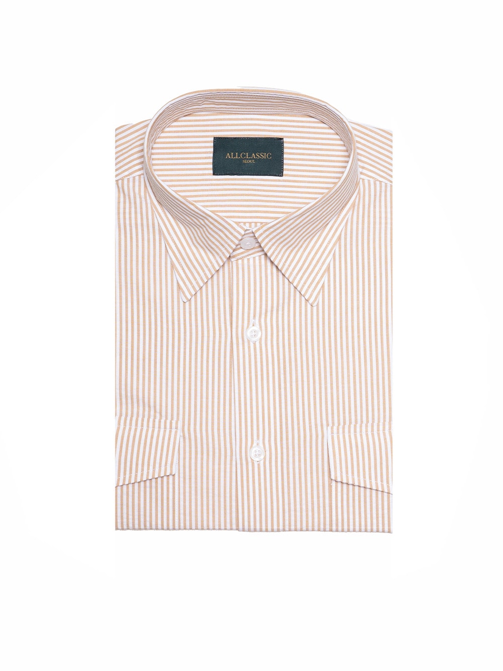 2-Pocket Shirts #015 [Beige seersucker]