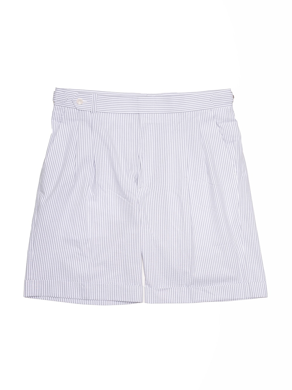 Tailored 2-Pleats Half Pants #013 [Gray seersucker]