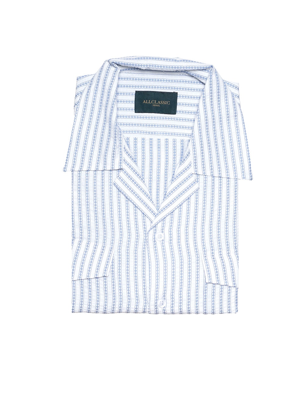 Open-collar Shirts #016 [Blue jacquard]