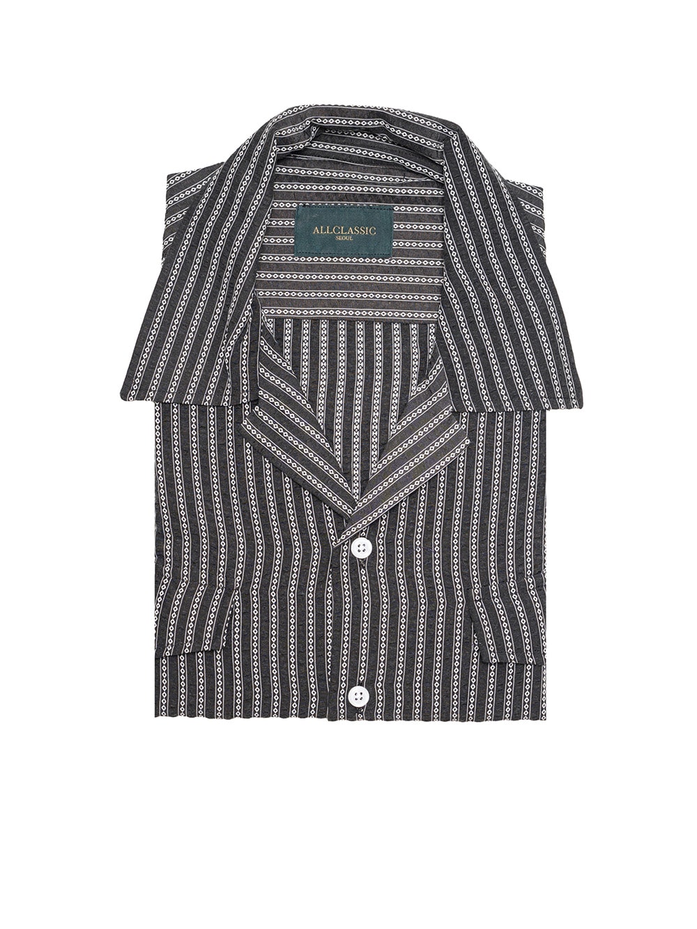 Open-collar Shirts #016 [Black jacquard]