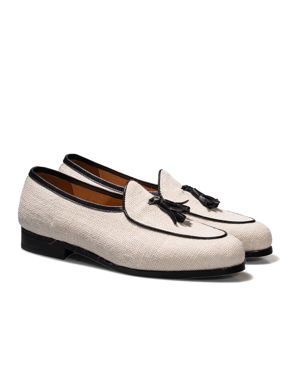 Belgian Tassel Loafers #4402 [Ivory linen]
