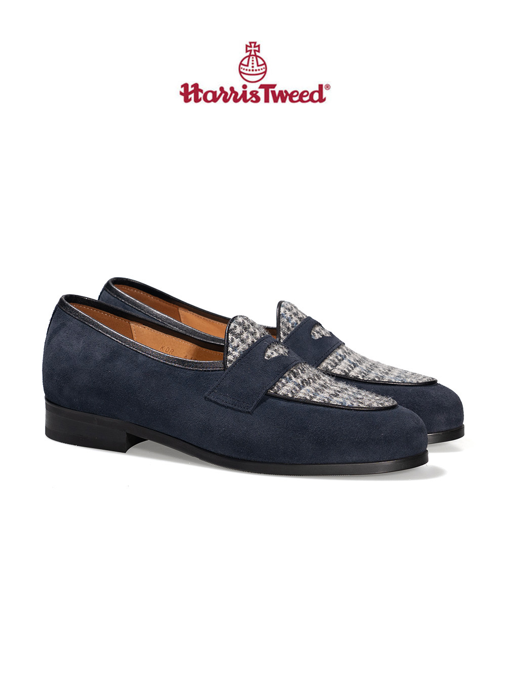 Belgian Penny Loafers #4401 [Navy & Harris tweed]
