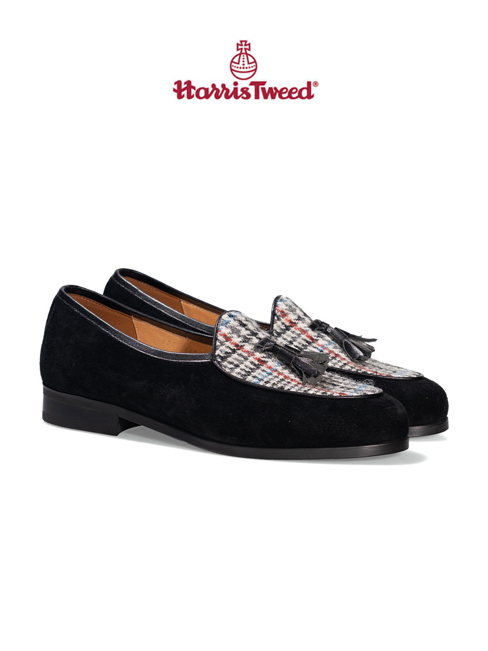 Belgian Tassel Loafers #4402 [Black & Harris tweed]