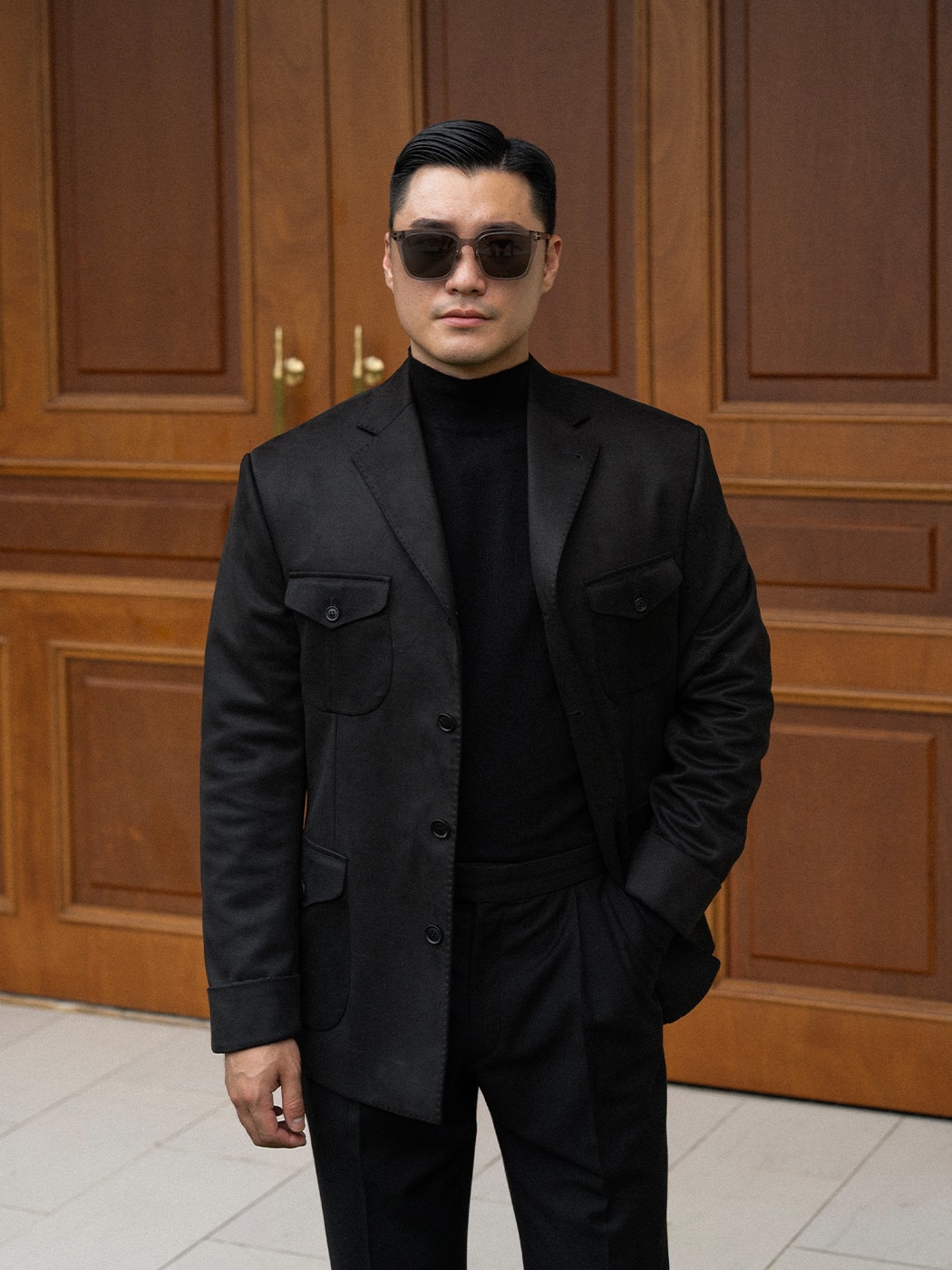 Tailored Safari Jacket #002 [Black suede]