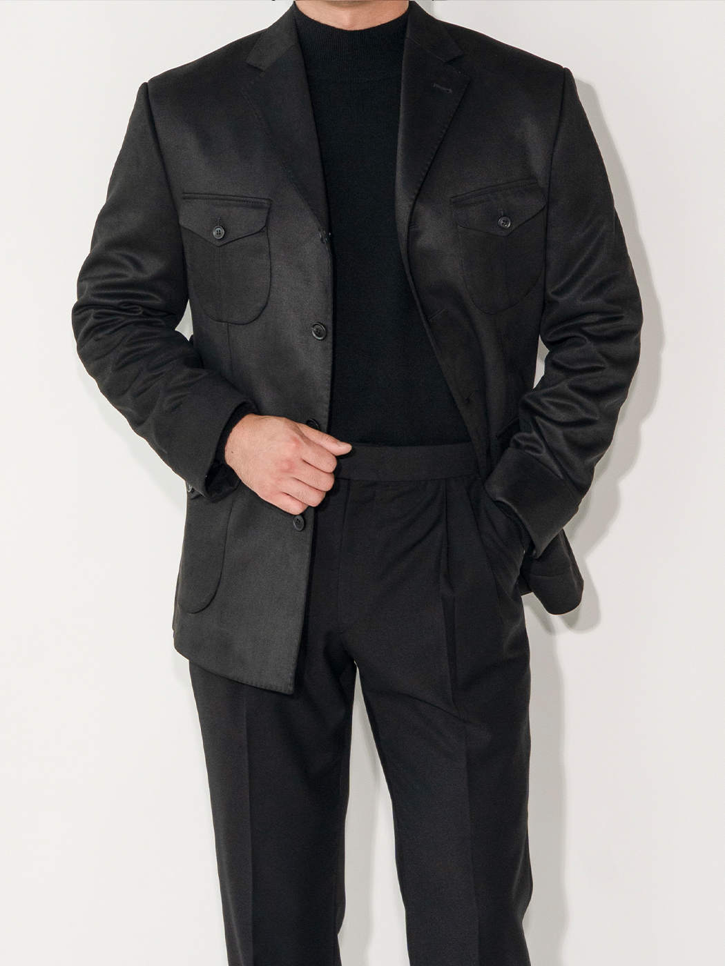 Tailored Safari Jacket #002 [Black suede]