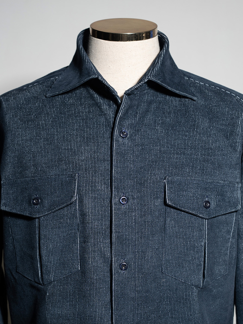 2-Pocket Shirts #017 [D.blue corduroy]
