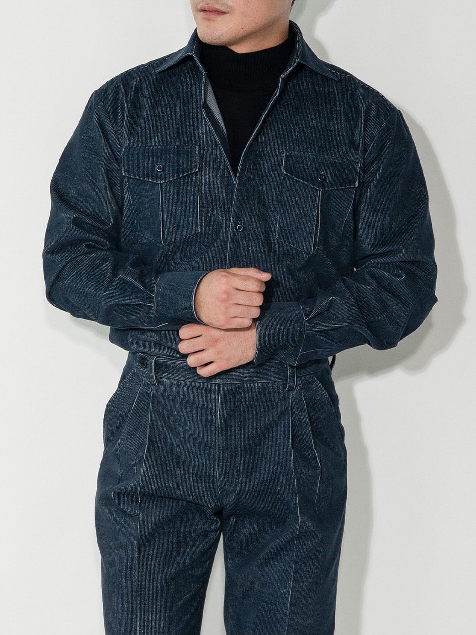 2-Pocket Shirts #017 [D.blue corduroy]