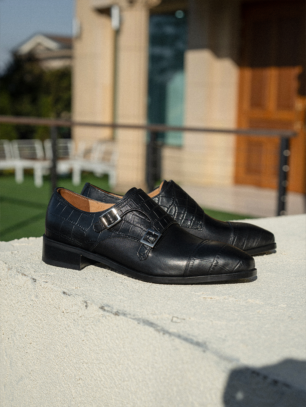 Ardor Monk-strap #1003 [Black & Crocodile]