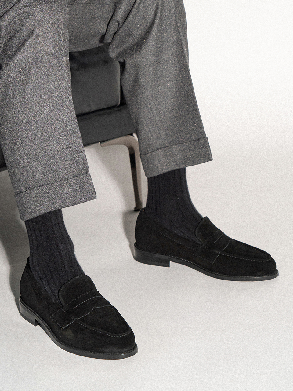 Cimer Penny Loafers #4405 [Black suede]