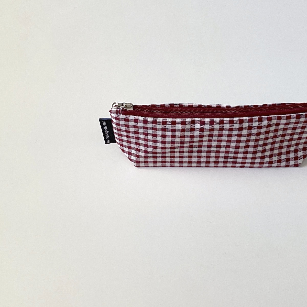 삼각 와인 체크 필통(Triangle wine check pencil case)