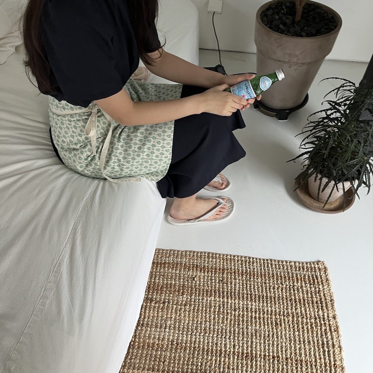 초록 패턴 앞치마 매트(Green pattern apron mat)