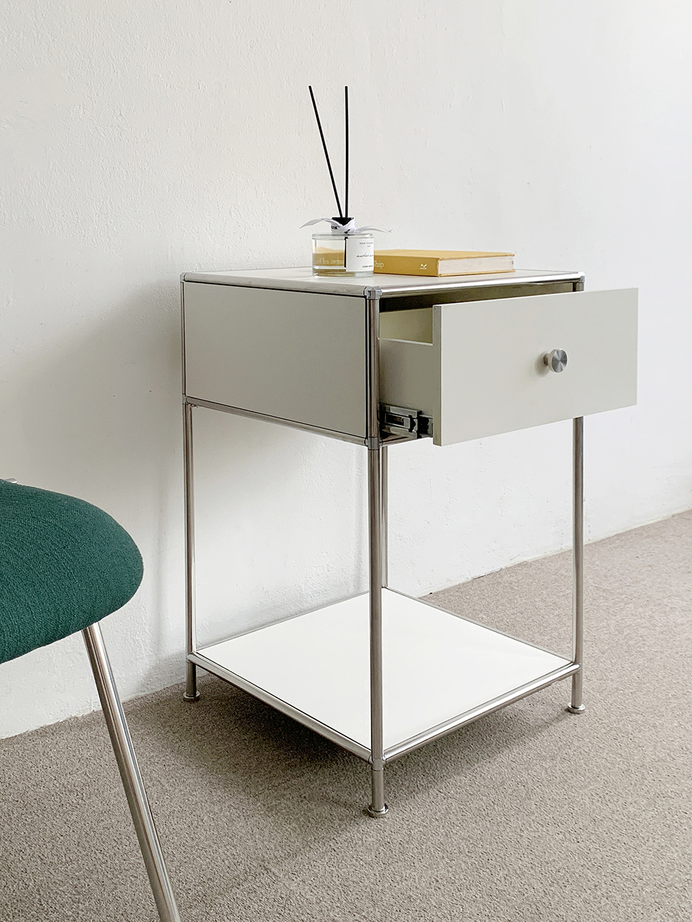 (리퍼) Stainless module side table (스테인레스 모듈 가구 사이드 테이블)
