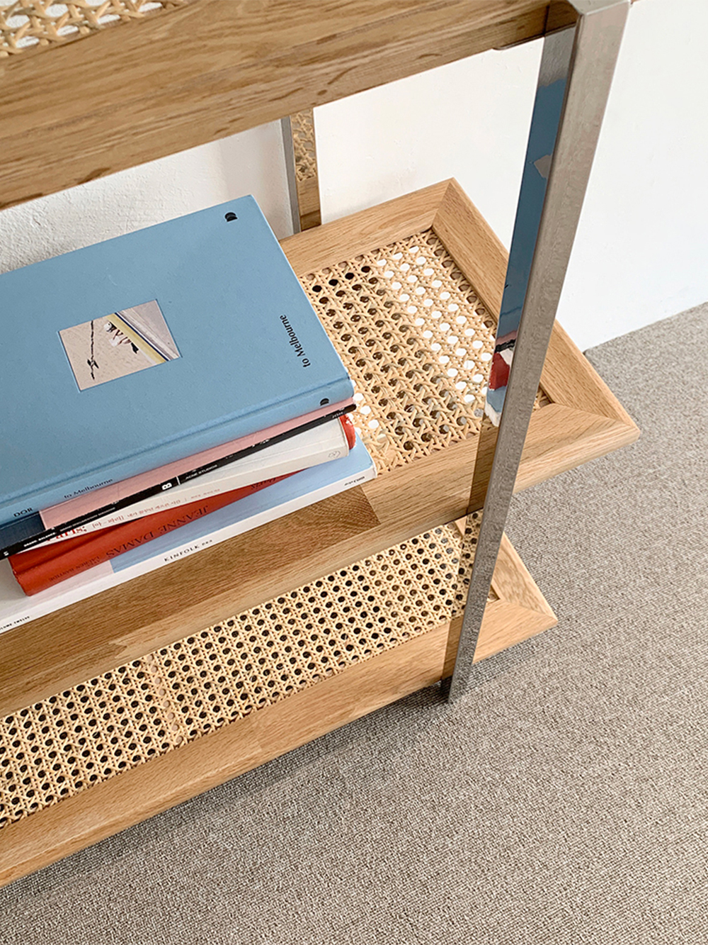 Stainless cane 3-tier shelf (스테인레스 케인 3단 선반)