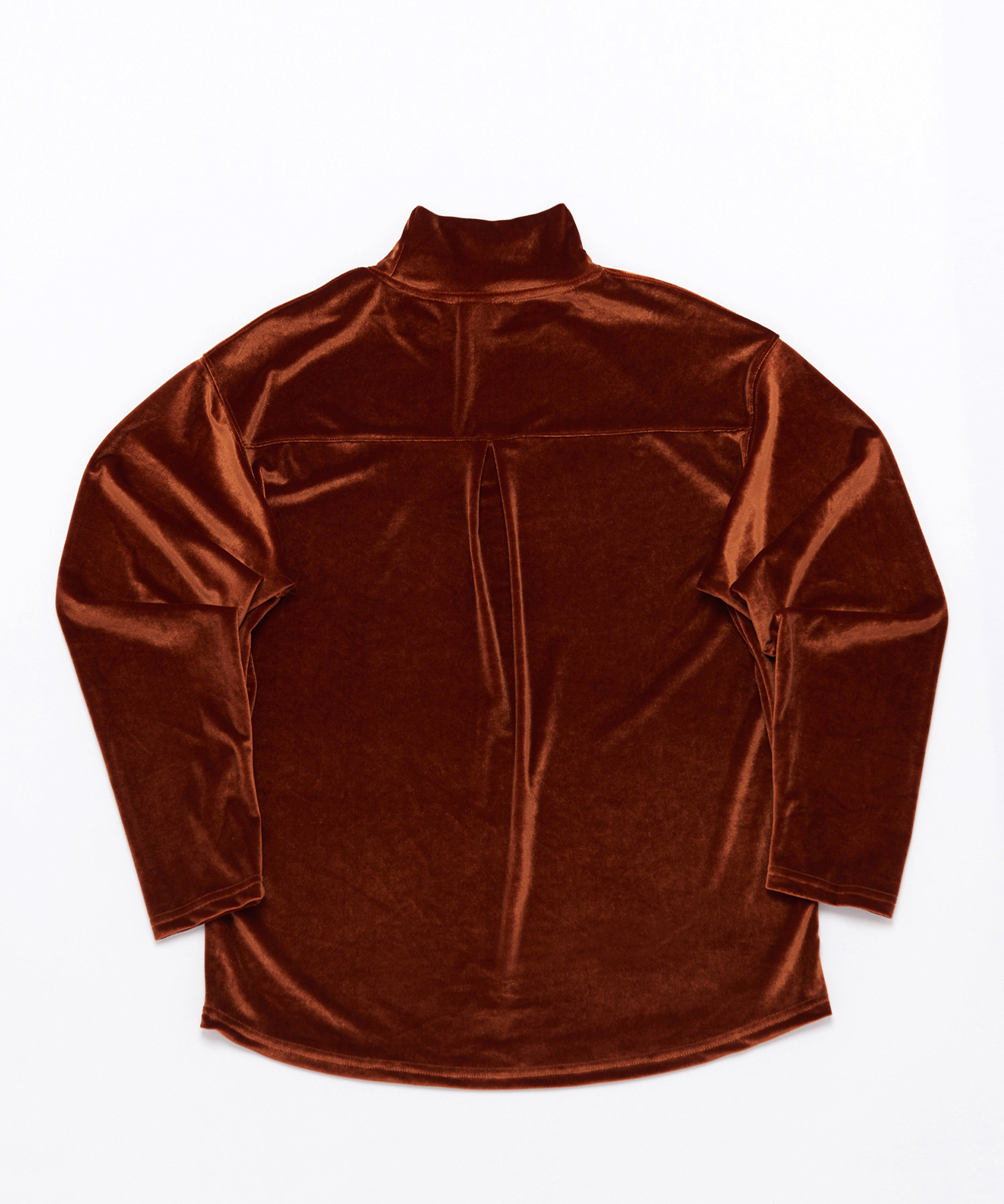 DROP-SHOULDER VELVET TURTLE-NECK TEE (Dark Orange)