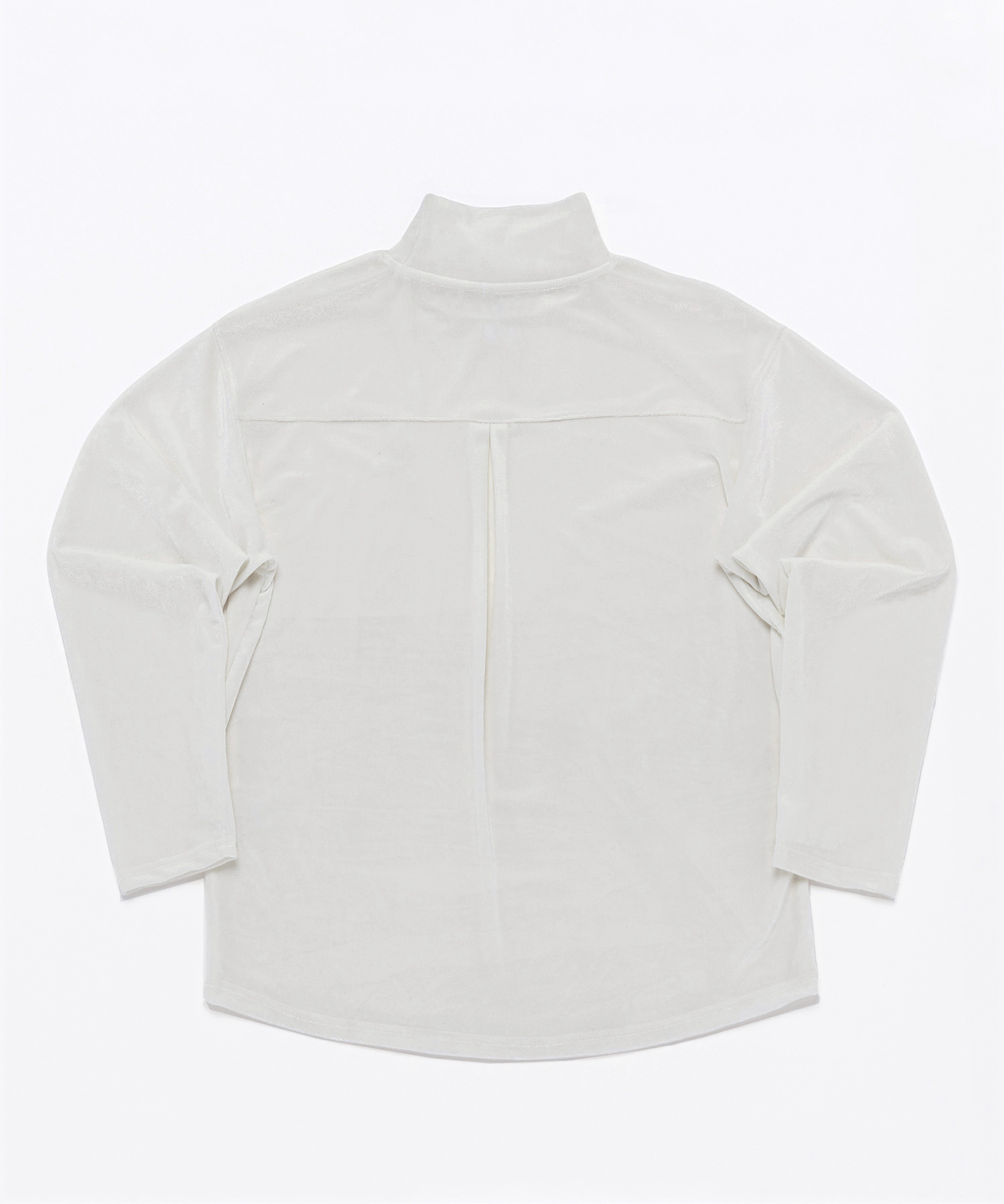 DROP-SHOULDER VELVET TURTLE-NECK TEE (Ivory)